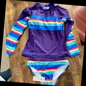 BeachSissi Rashguard Bikini Set | 2-Piece Surf Swim | Size Small, bottoms NWT